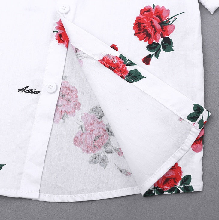 2pcs Summer Baby Set Flower Short Sleeve Polo Shirt With Red Shorts Shorts School Clothes For Children China