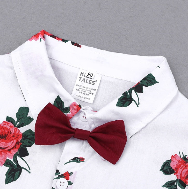 2pcs Summer Baby Set Flower Short Sleeve Polo Shirt With Red Shorts Shorts School Clothes For Children China