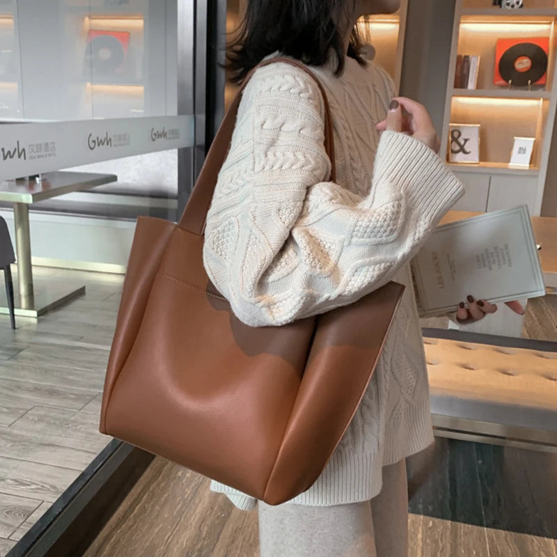 Women's Bag Large Capacity Shoulder Bags High Quality PU Leather Handbags and Purse Female Retro Tote Bags sac a main femme