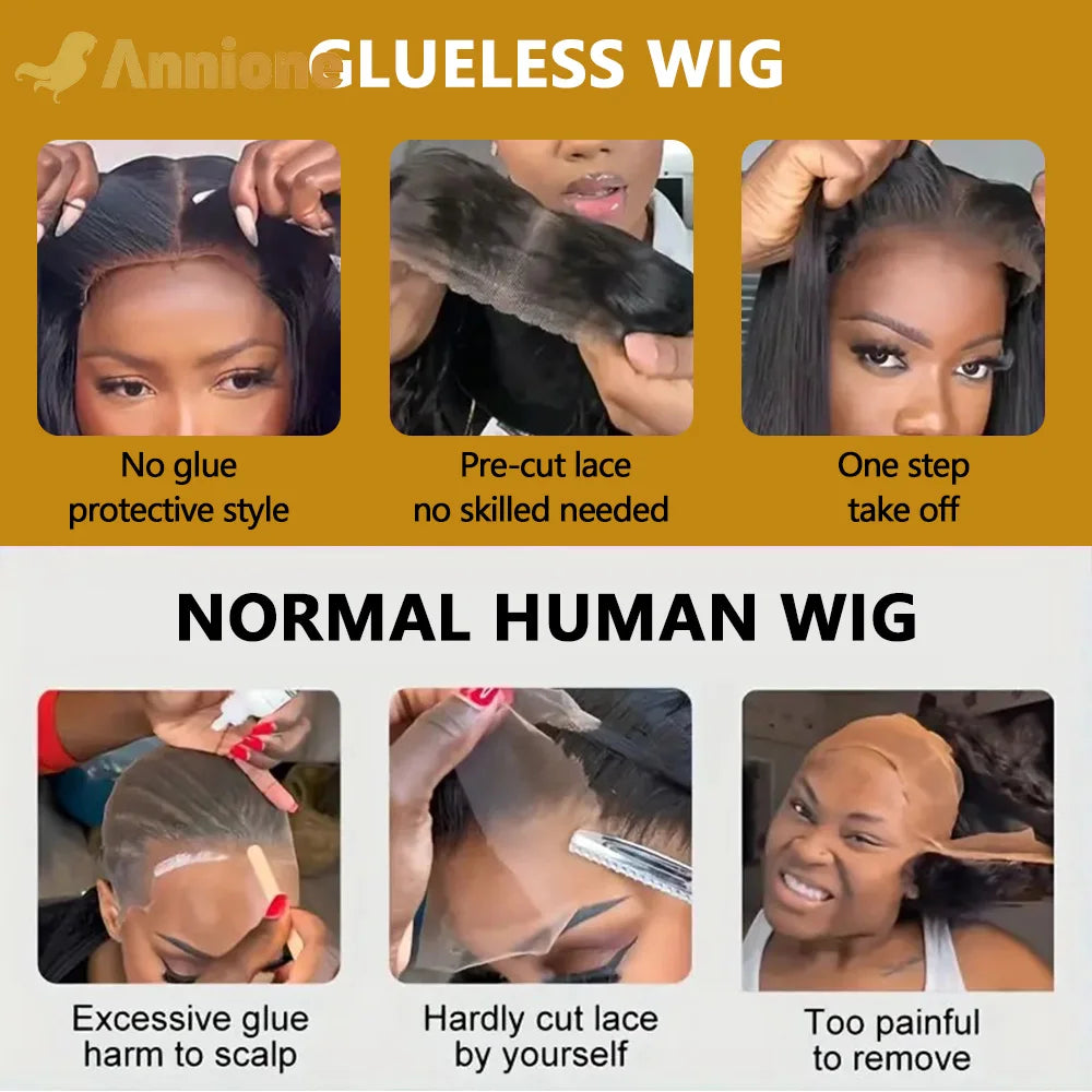 30 inch Glueless Wigs Human Hair Ready To Wear 6X4 Brazilian Straight HD Lace Front Human Hair Wig 100% Human Hair Wigs Glueless