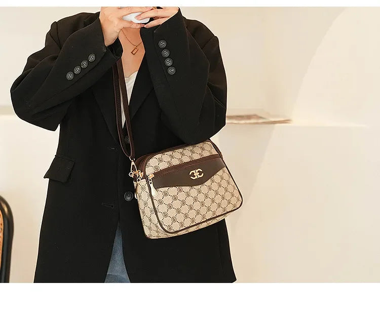 2024 Fashionable Printed Women's Bag Middle-aged Mother's Practical Multi-layer Crossbody Bag Summer New Shoulder Tote Purse
