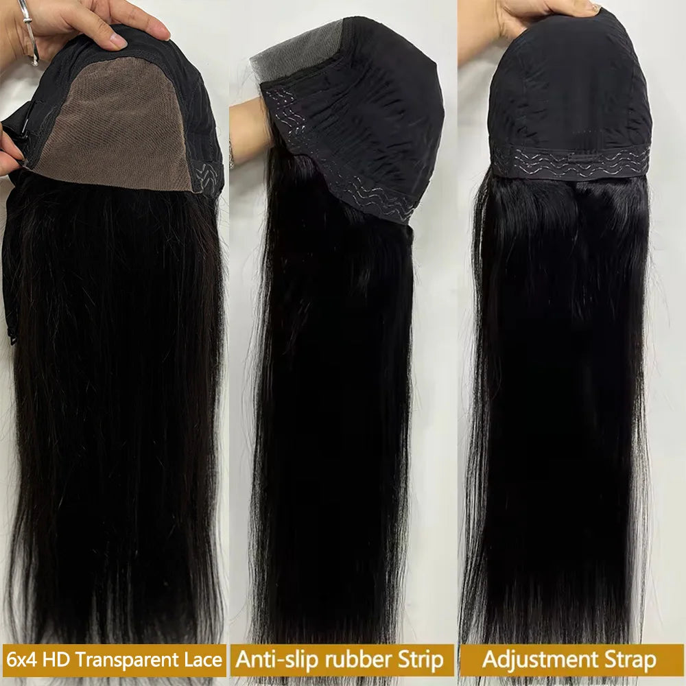 30 inch Glueless Wigs Human Hair Ready To Wear 6X4 Brazilian Straight HD Lace Front Human Hair Wig 100% Human Hair Wigs Glueless