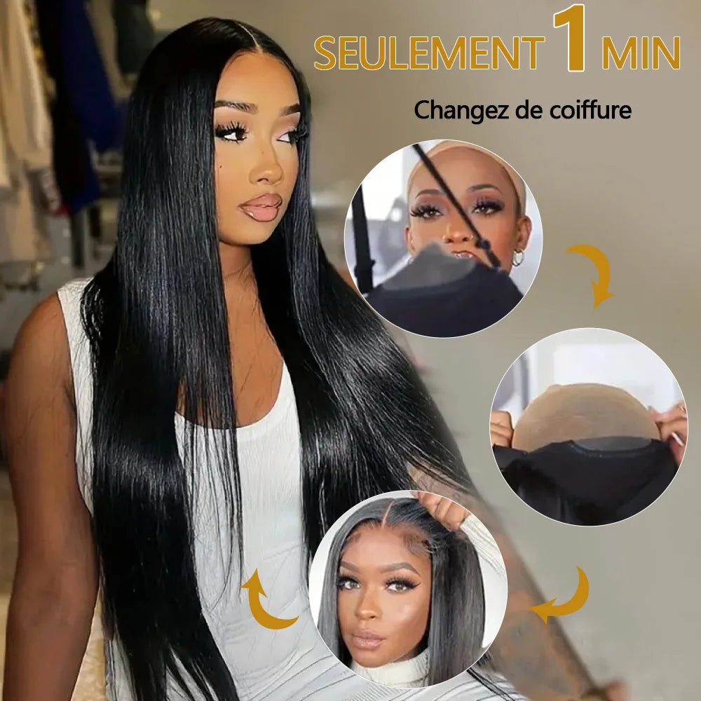 30 inch Glueless Wigs Human Hair Ready To Wear 6X4 Brazilian Straight HD Lace Front Human Hair Wig 100% Human Hair Wigs Glueless