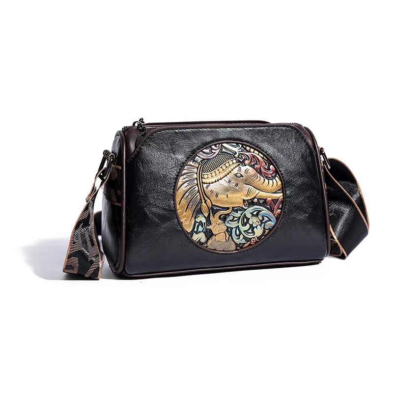 Women's Shoulder Bag Famous Brand Elephant Embroidered Female Messenger Bags Wallet High Quality Leather Girl Bolsas Sac A Main