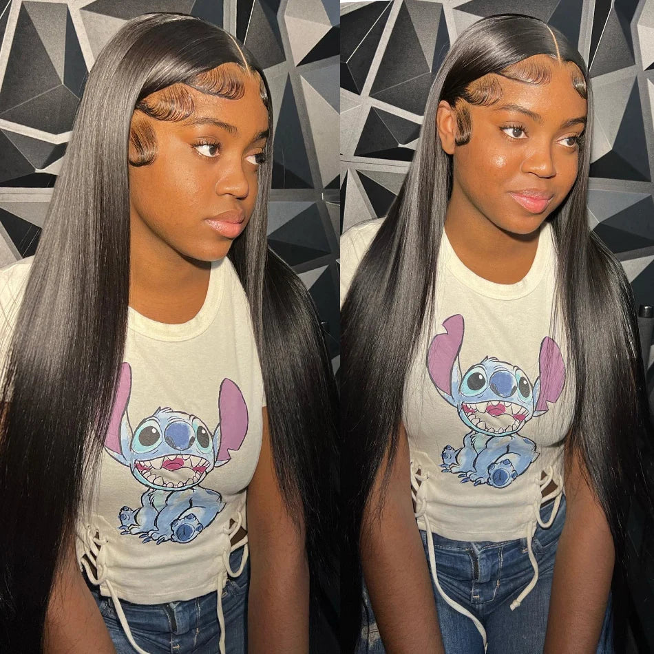 30 40 Inch Bone Straight 13x6 HD Lace Frontal Wigs Pre Plucked Brazilian Transparent Lace Front Human Hair For Women 250 Density