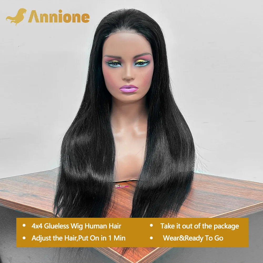 30 inch Glueless Wigs Human Hair Ready To Wear 6X4 Brazilian Straight HD Lace Front Human Hair Wig 100% Human Hair Wigs Glueless