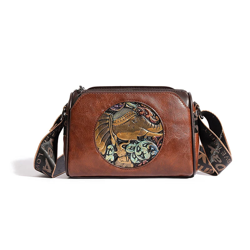 Women's Shoulder Bag Famous Brand Elephant Embroidered Female Messenger Bags Wallet High Quality Leather Girl Bolsas Sac A Main