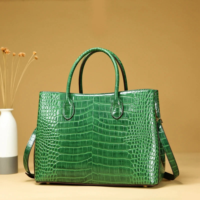 2024 New Crocodile Leather Women's Handbag Tote Bag Large Capacity Shoulder Messenger Bag Commuter Luxury Fashion Portable Bags