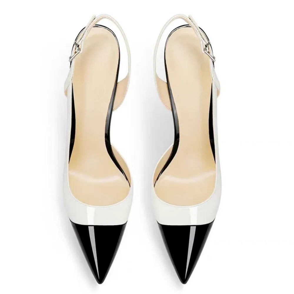 Summer Women High Heeled Shoes for Woman's Pointed Toe Ankle Thin Heels Mixed Colors Pumps Sexy Lady Patent Leather Party Shoes