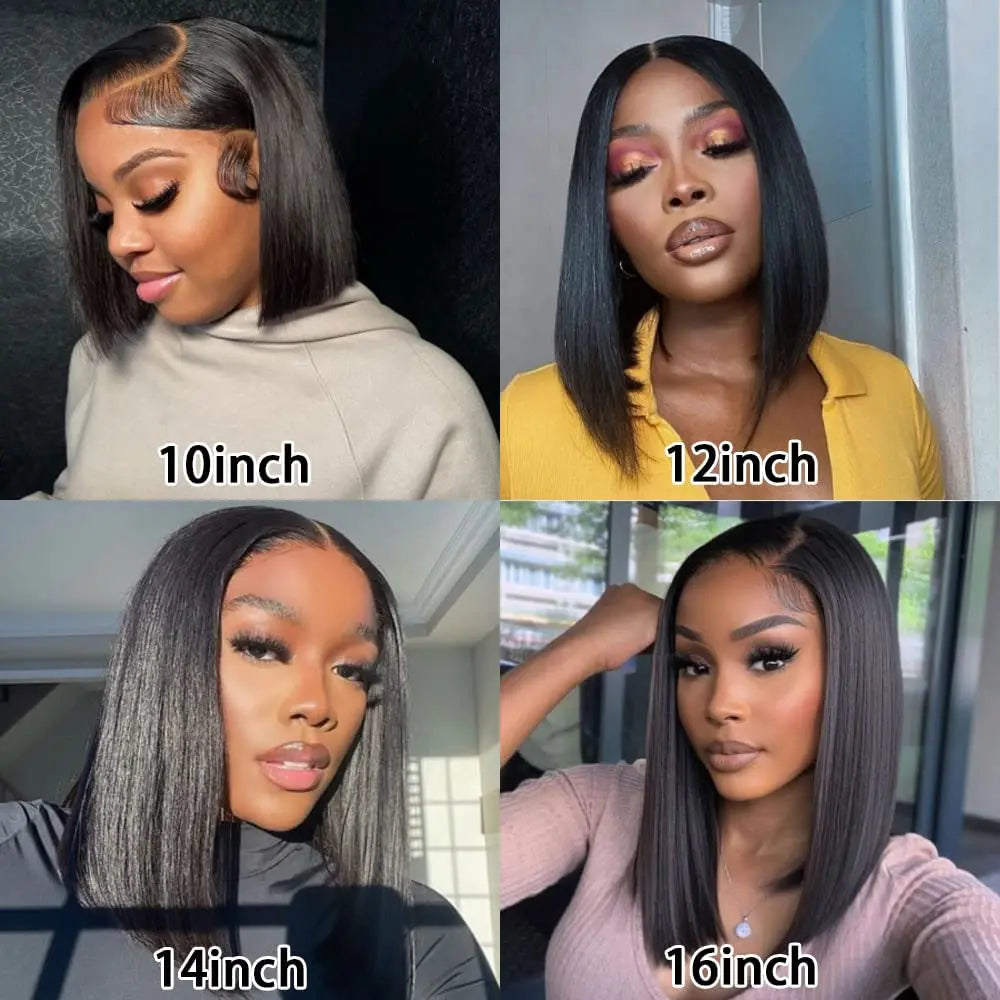 12Inch Bob Wig Human Hair 13x4 Straight Lace Front Wigs Human Hair 180% Density 15A Straight Bob Wigs For Black Women Pre Plucke