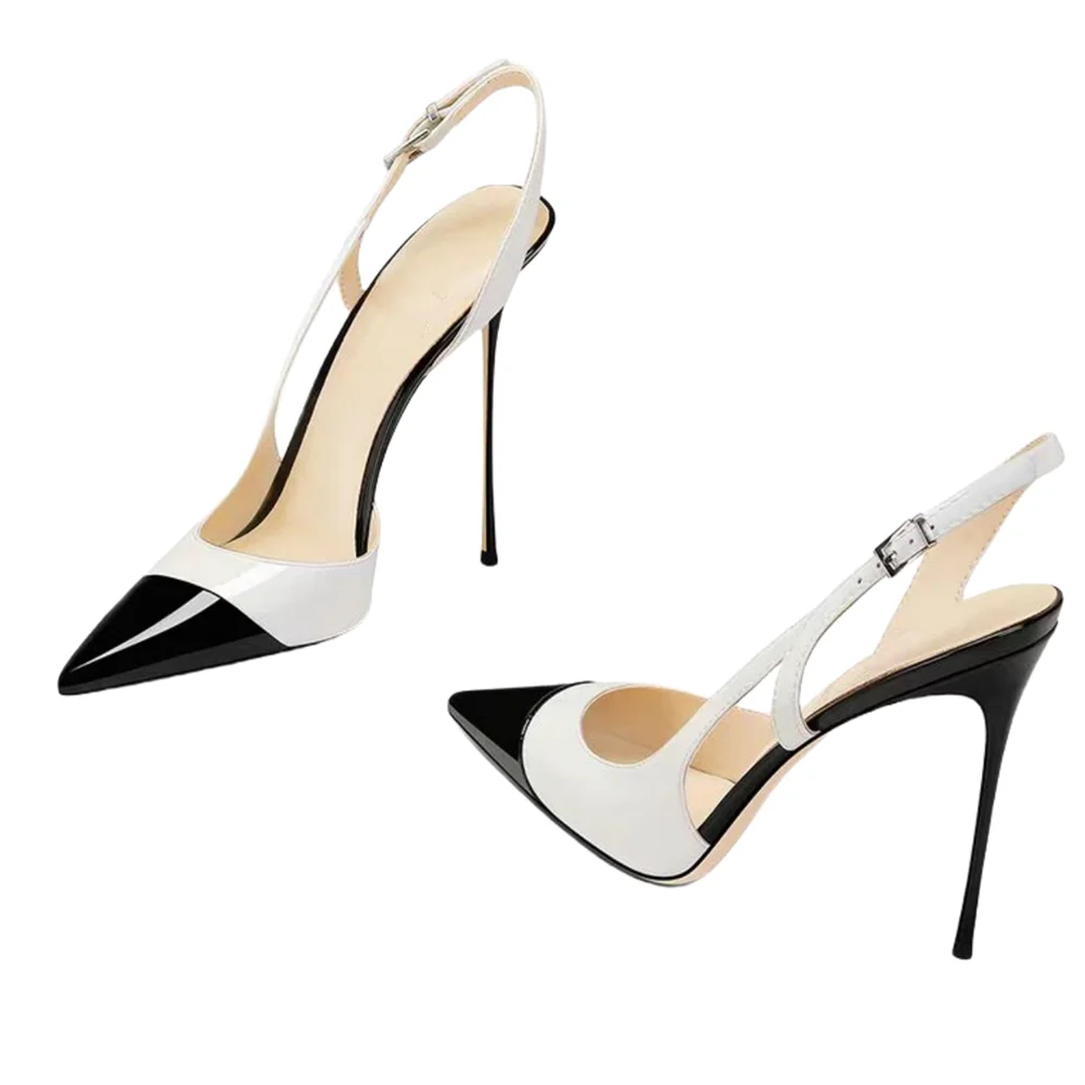 Summer Women High Heeled Shoes for Woman's Pointed Toe Ankle Thin Heels Mixed Colors Pumps Sexy Lady Patent Leather Party Shoes