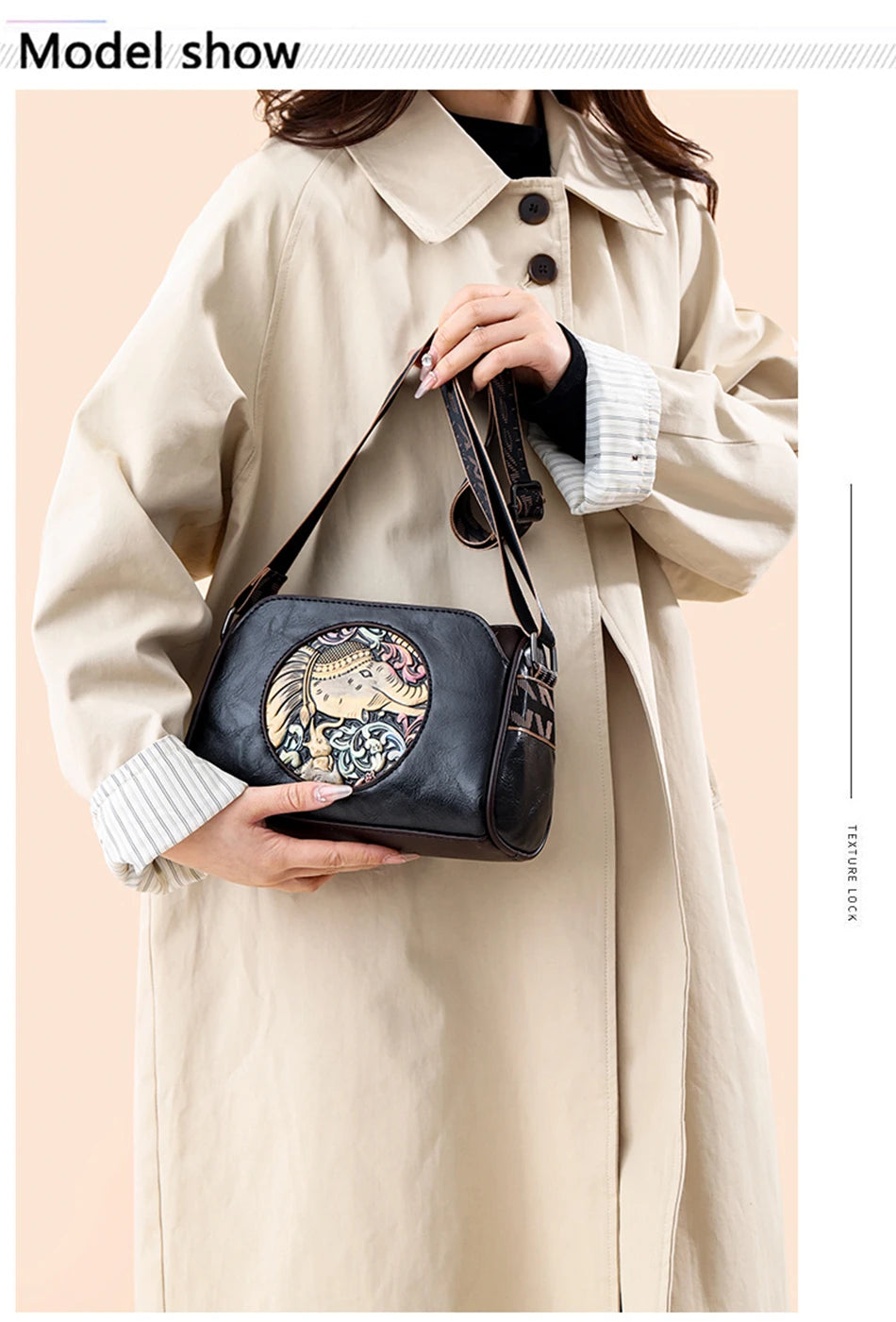 Women's Shoulder Bag Famous Brand Elephant Embroidered Female Messenger Bags Wallet High Quality Leather Girl Bolsas Sac A Main