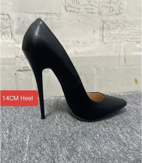 CACA 16cm Women Pumps,Men Cosplay Sexual Bed Shallow Shoes,Fetish High Heels,Pointed Toe,Ankle Strap,Size 36-46,Custom Colors