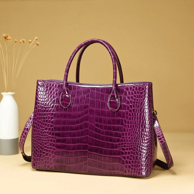 2024 New Crocodile Leather Women's Handbag Tote Bag Large Capacity Shoulder Messenger Bag Commuter Luxury Fashion Portable Bags