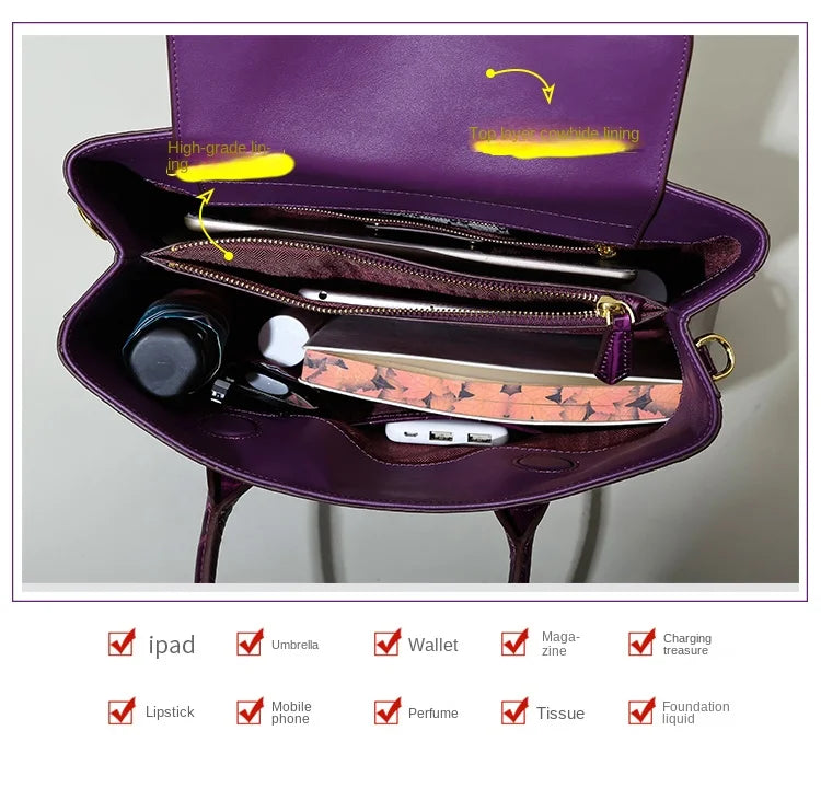 2024 New Crocodile Leather Women's Handbag Tote Bag Large Capacity Shoulder Messenger Bag Commuter Luxury Fashion Portable Bags
