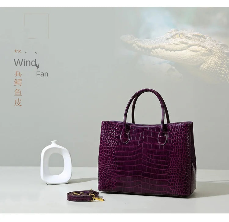 2024 New Crocodile Leather Women's Handbag Tote Bag Large Capacity Shoulder Messenger Bag Commuter Luxury Fashion Portable Bags