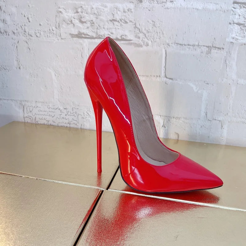 CACA 16cm Women Pumps,Men Cosplay Sexual Bed Shallow Shoes,Fetish High Heels,Pointed Toe,Ankle Strap,Size 36-46,Custom Colors