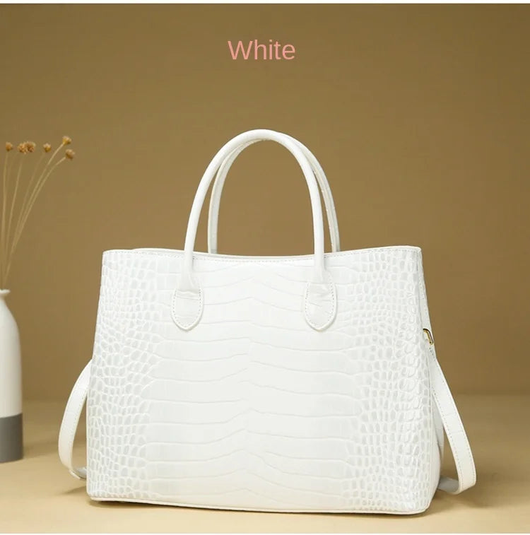 2024 New Crocodile Leather Women's Handbag Tote Bag Large Capacity Shoulder Messenger Bag Commuter Luxury Fashion Portable Bags