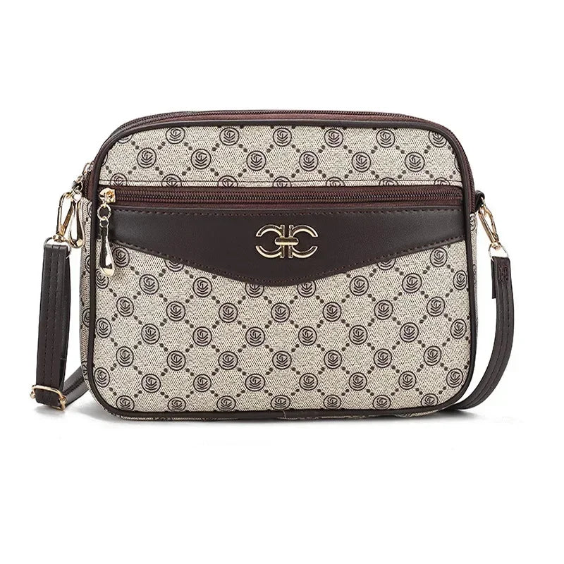 2024 Fashionable Printed Women's Bag Middle-aged Mother's Practical Multi-layer Crossbody Bag Summer New Shoulder Tote Purse