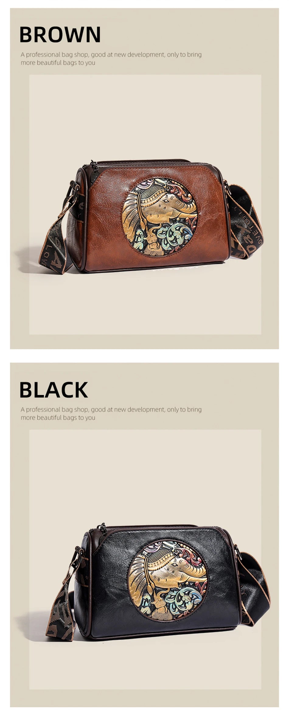 Women's Shoulder Bag Famous Brand Elephant Embroidered Female Messenger Bags Wallet High Quality Leather Girl Bolsas Sac A Main