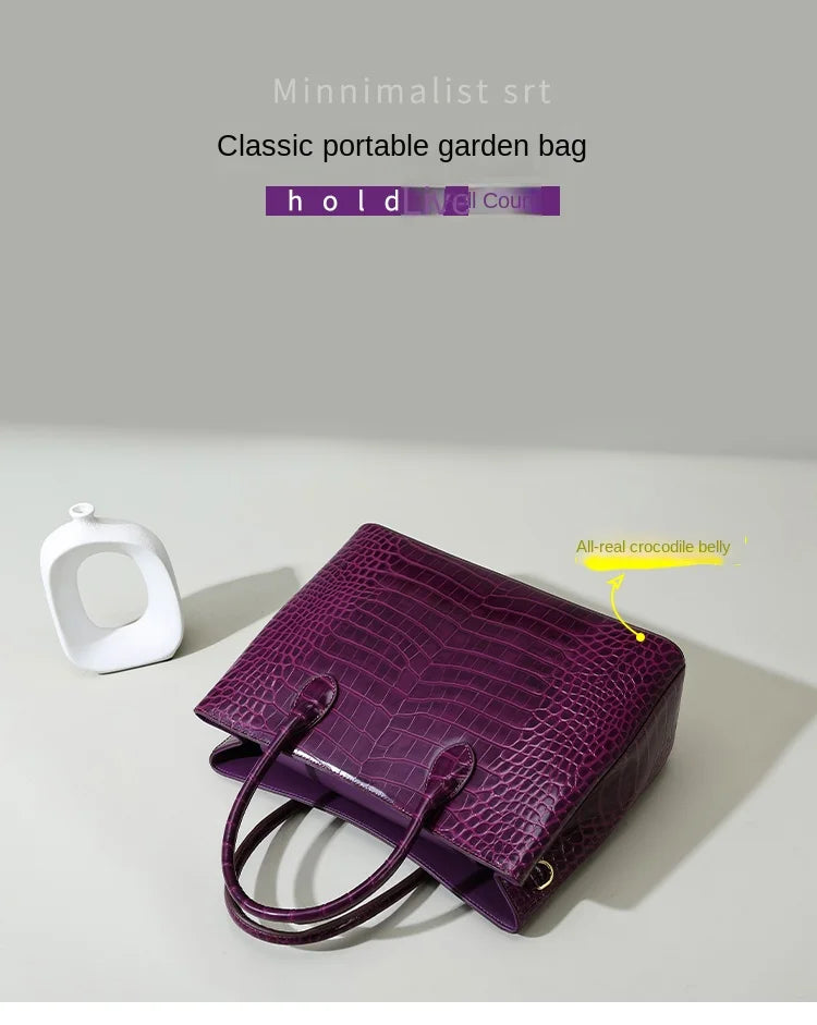 2024 New Crocodile Leather Women's Handbag Tote Bag Large Capacity Shoulder Messenger Bag Commuter Luxury Fashion Portable Bags