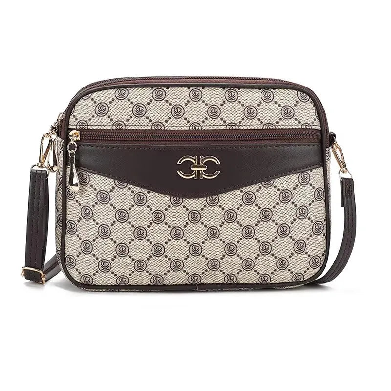 2024 Fashionable Printed Women's Bag Middle-aged Mother's Practical Multi-layer Crossbody Bag Summer New Shoulder Tote Purse