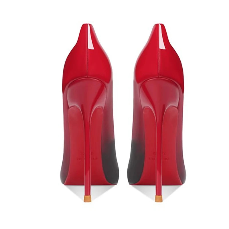 Brand New Sexy V Cut Lady Stiletto 6-12cm Multi Color Customized Fashion Pumps Red Black Gradient Pointed Toe Celebrity Shoes