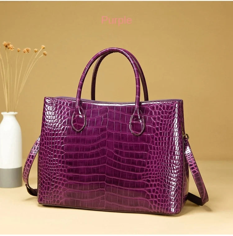 2024 New Crocodile Leather Women's Handbag Tote Bag Large Capacity Shoulder Messenger Bag Commuter Luxury Fashion Portable Bags