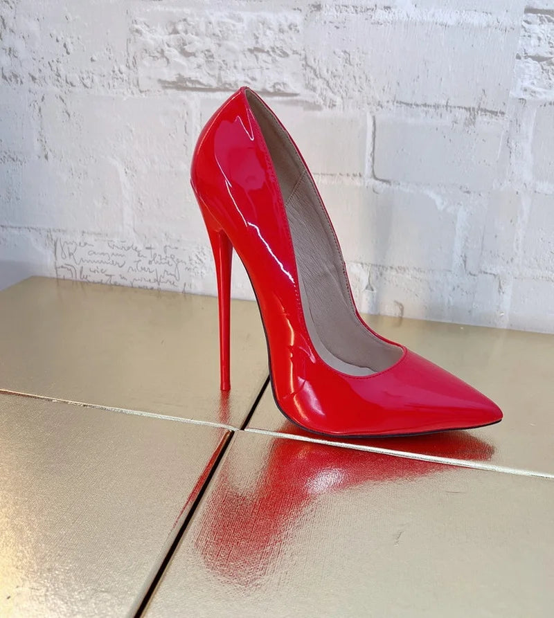 CACA 16cm Women Pumps,Men Cosplay Sexual Bed Shallow Shoes,Fetish High Heels,Pointed Toe,Ankle Strap,Size 36-46,Custom Colors