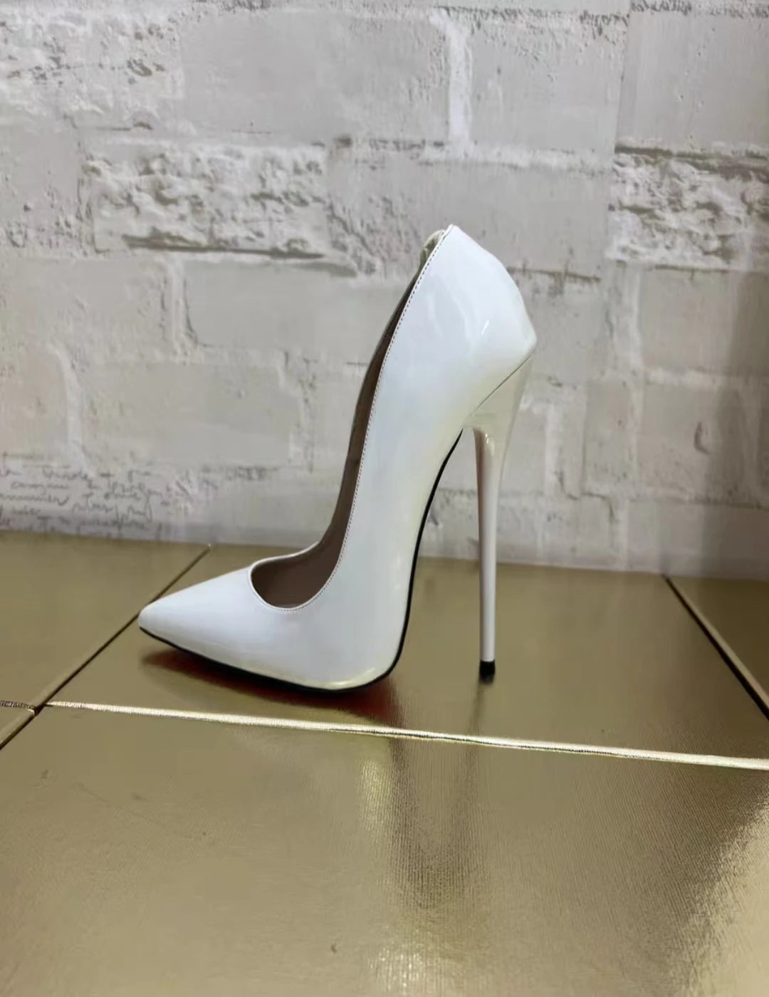 CACA 16cm Women Pumps,Men Cosplay Sexual Bed Shallow Shoes,Fetish High Heels,Pointed Toe,Ankle Strap,Size 36-46,Custom Colors