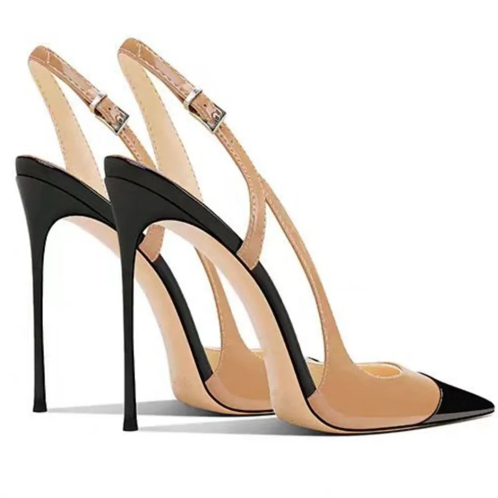 Summer Women High Heeled Shoes for Woman's Pointed Toe Ankle Thin Heels Mixed Colors Pumps Sexy Lady Patent Leather Party Shoes