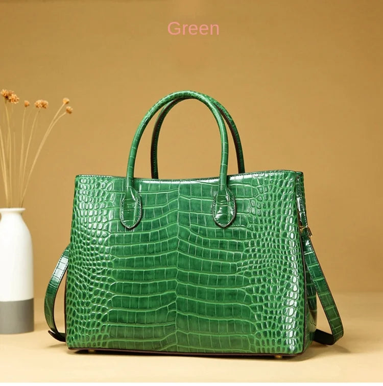 2024 New Crocodile Leather Women's Handbag Tote Bag Large Capacity Shoulder Messenger Bag Commuter Luxury Fashion Portable Bags