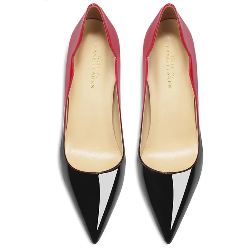 Brand New Sexy V Cut Lady Stiletto 6-12cm Multi Color Customized Fashion Pumps Red Black Gradient Pointed Toe Celebrity Shoes