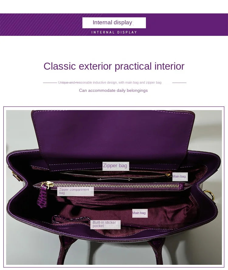 2024 New Crocodile Leather Women's Handbag Tote Bag Large Capacity Shoulder Messenger Bag Commuter Luxury Fashion Portable Bags