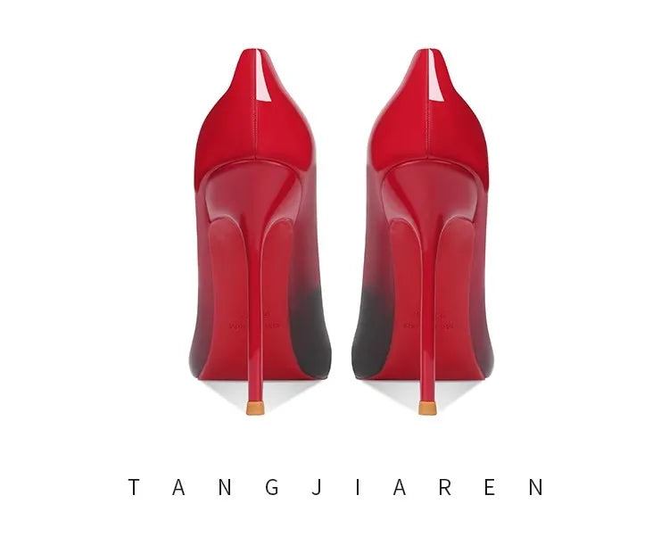 Brand New Sexy V Cut Lady Stiletto 6-12cm Multi Color Customized Fashion Pumps Red Black Gradient Pointed Toe Celebrity Shoes