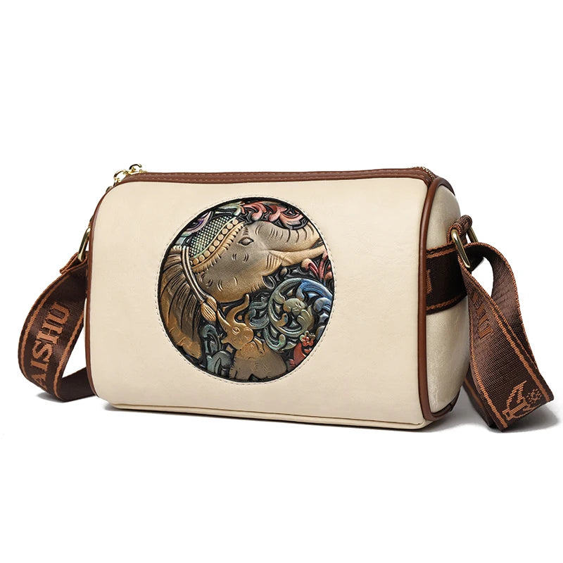 Women's Shoulder Bag Famous Brand Elephant Embroidered Female Messenger Bags Wallet High Quality Leather Girl Bolsas Sac A Main