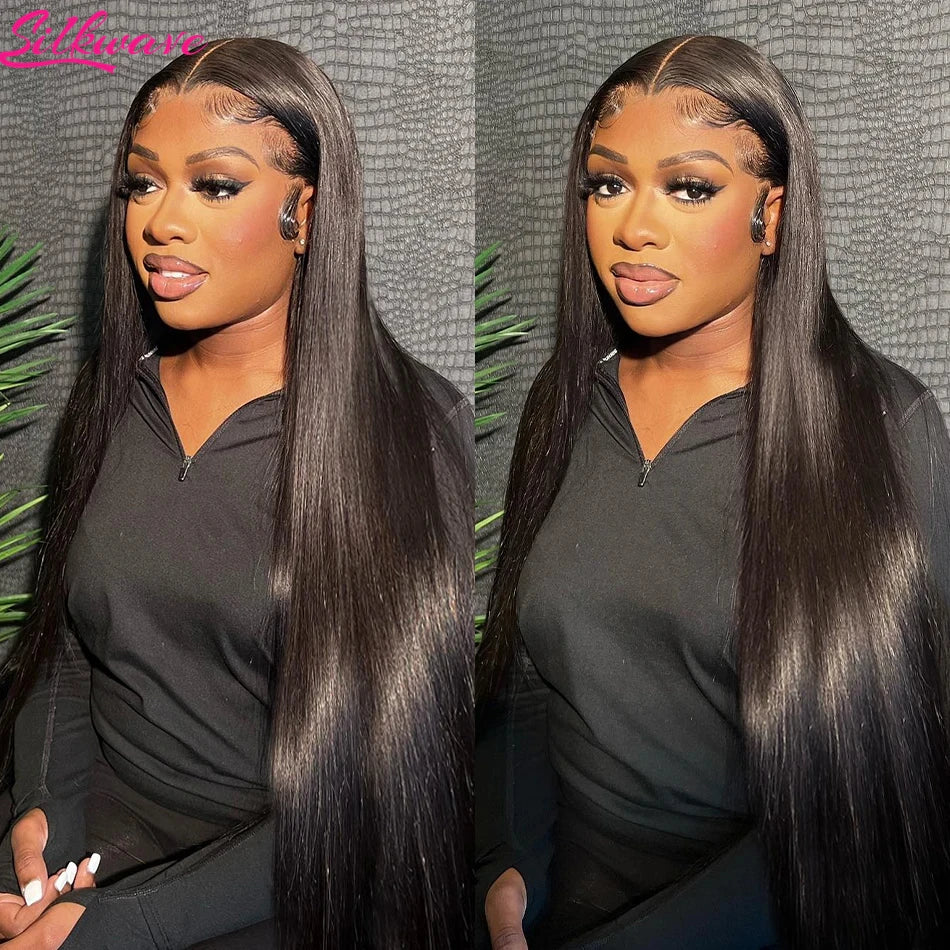 30 40 Inch Bone Straight 13x6 HD Lace Frontal Wigs Pre Plucked Brazilian Transparent Lace Front Human Hair For Women 250 Density