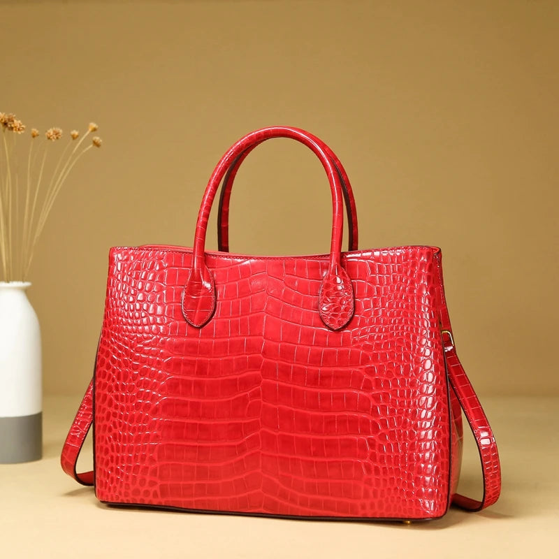 2024 New Crocodile Leather Women's Handbag Tote Bag Large Capacity Shoulder Messenger Bag Commuter Luxury Fashion Portable Bags