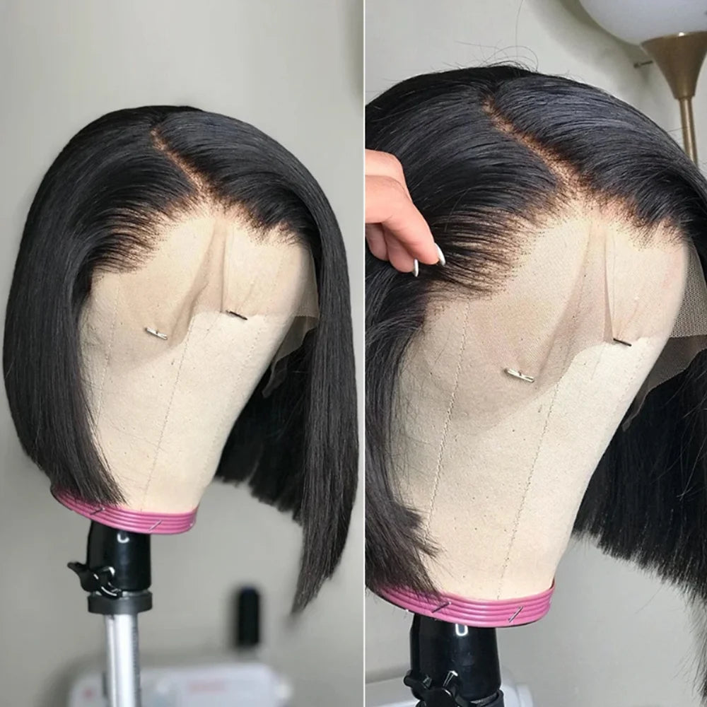 12Inch Bob Wig Human Hair 13x4 Straight Lace Front Wigs Human Hair 180% Density 15A Straight Bob Wigs For Black Women Pre Plucke