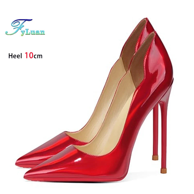 Brand New Sexy V Cut Lady Stiletto 6-12cm Multi Color Customized Fashion Pumps Red Black Gradient Pointed Toe Celebrity Shoes