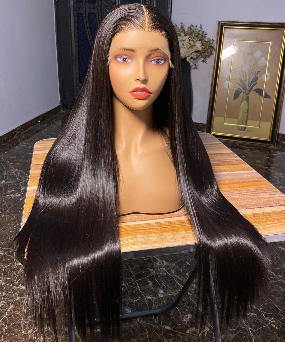 30 40 Inch Bone Straight 13x6 HD Lace Frontal Wigs Pre Plucked Brazilian Transparent Lace Front Human Hair For Women 250 Density