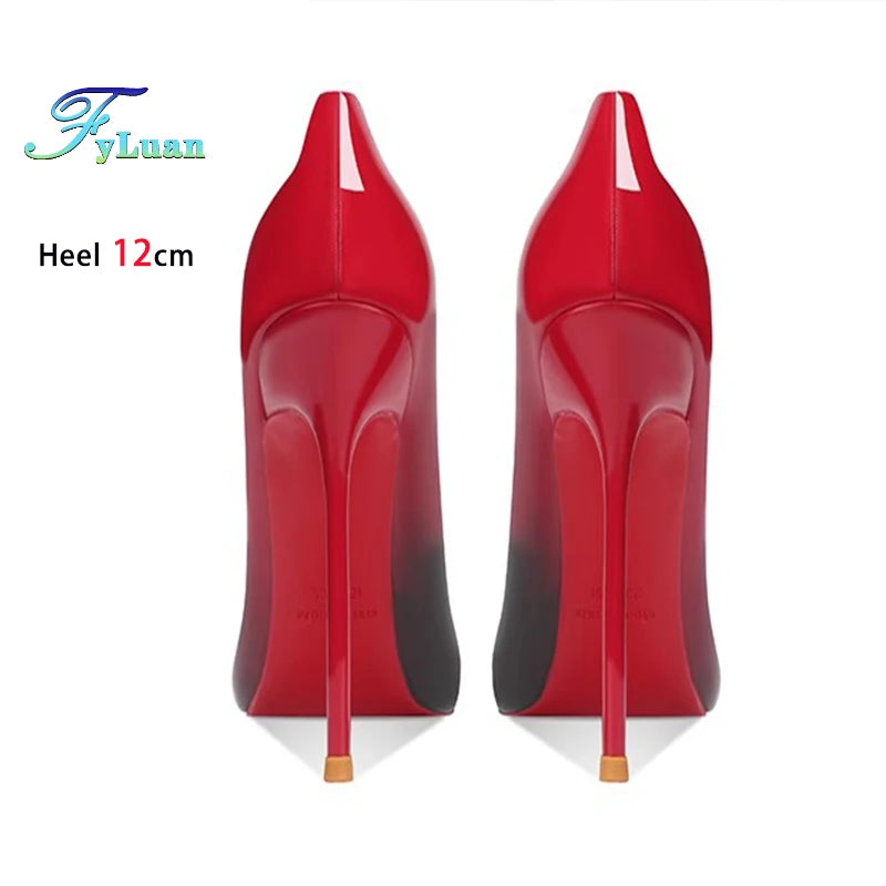 Brand New Sexy V Cut Lady Stiletto 6-12cm Multi Color Customized Fashion Pumps Red Black Gradient Pointed Toe Celebrity Shoes