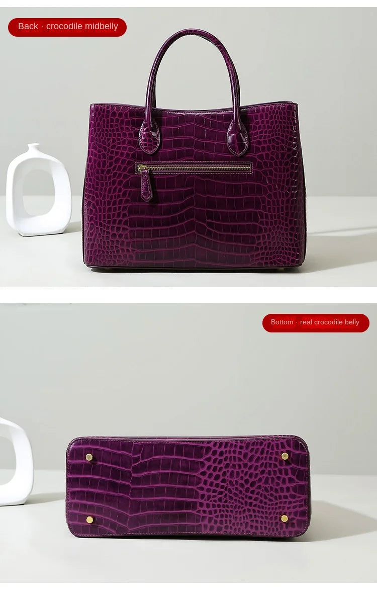 2024 New Crocodile Leather Women's Handbag Tote Bag Large Capacity Shoulder Messenger Bag Commuter Luxury Fashion Portable Bags