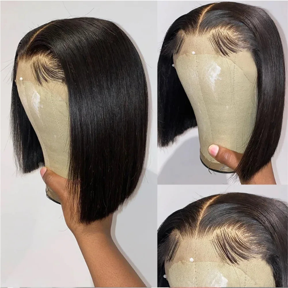 12Inch Bob Wig Human Hair 13x4 Straight Lace Front Wigs Human Hair 180% Density 15A Straight Bob Wigs For Black Women Pre Plucke