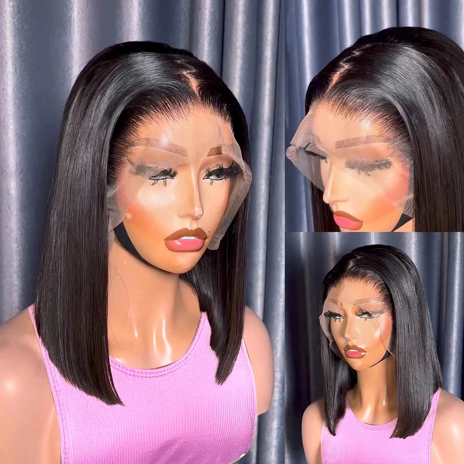 13x4 Bone Straight Bob Wig Lace Front Human Hair Wigs For Women 4x4 Short Bob Wig Lace Frontal Wig 100% Human Hair 200% Density