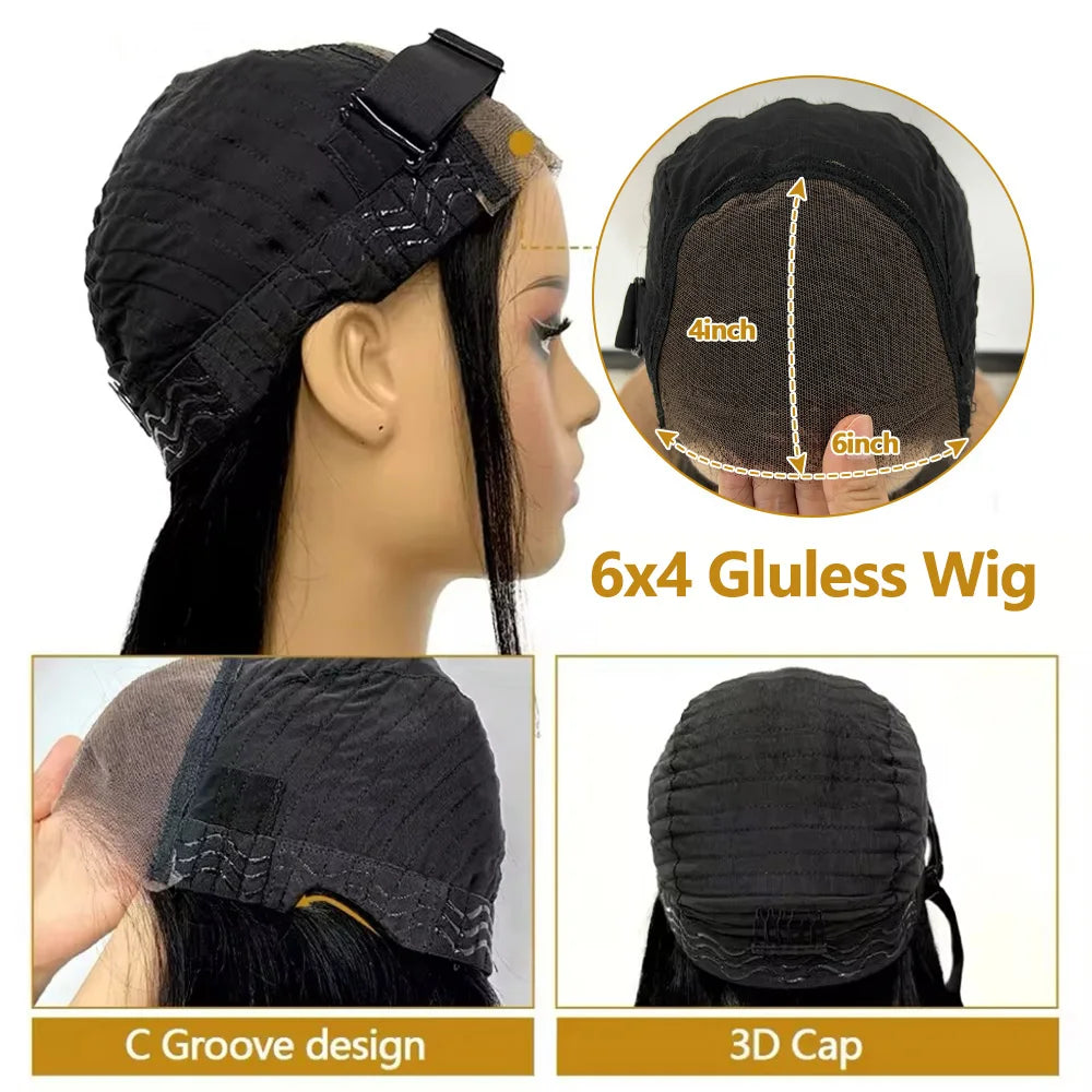30 inch Glueless Wigs Human Hair Ready To Wear 6X4 Brazilian Straight HD Lace Front Human Hair Wig 100% Human Hair Wigs Glueless