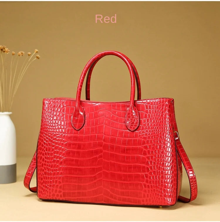 2024 New Crocodile Leather Women's Handbag Tote Bag Large Capacity Shoulder Messenger Bag Commuter Luxury Fashion Portable Bags