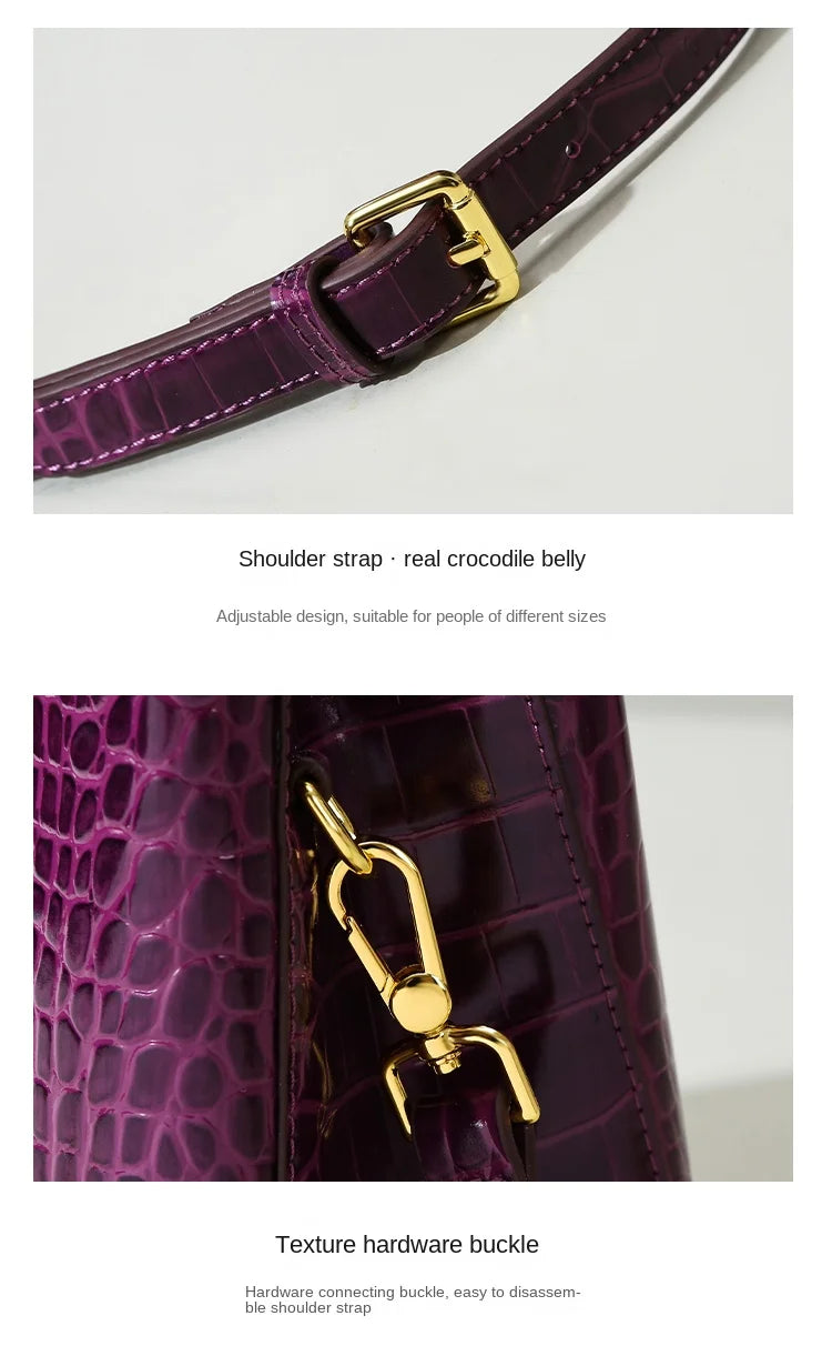 2024 New Crocodile Leather Women's Handbag Tote Bag Large Capacity Shoulder Messenger Bag Commuter Luxury Fashion Portable Bags