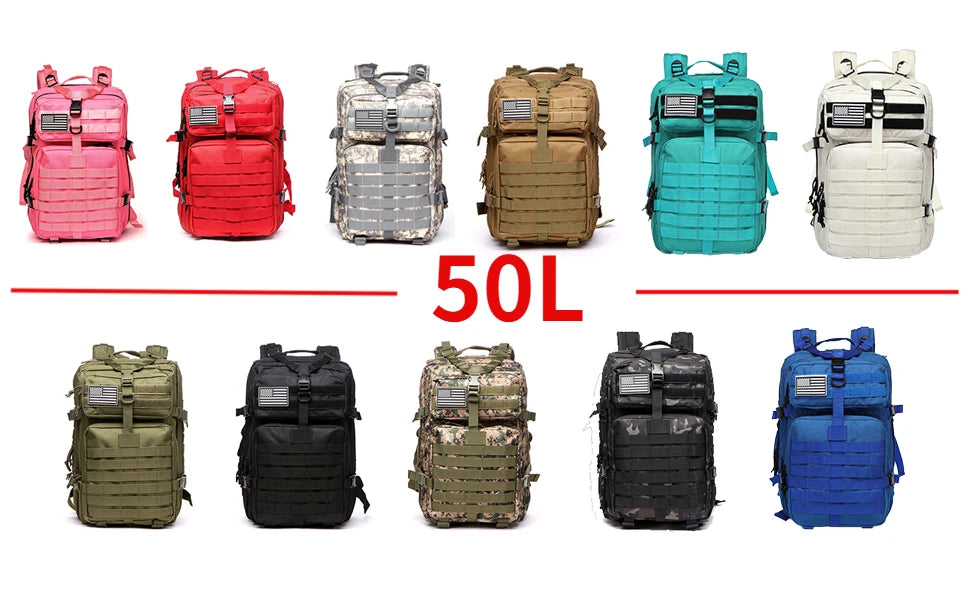 25L/50L Sturdy Nylon Waterproof Tactical Sports Trekking Fishing Hunting Camping Hiking Bag Backpack Outdoor Rucksacks