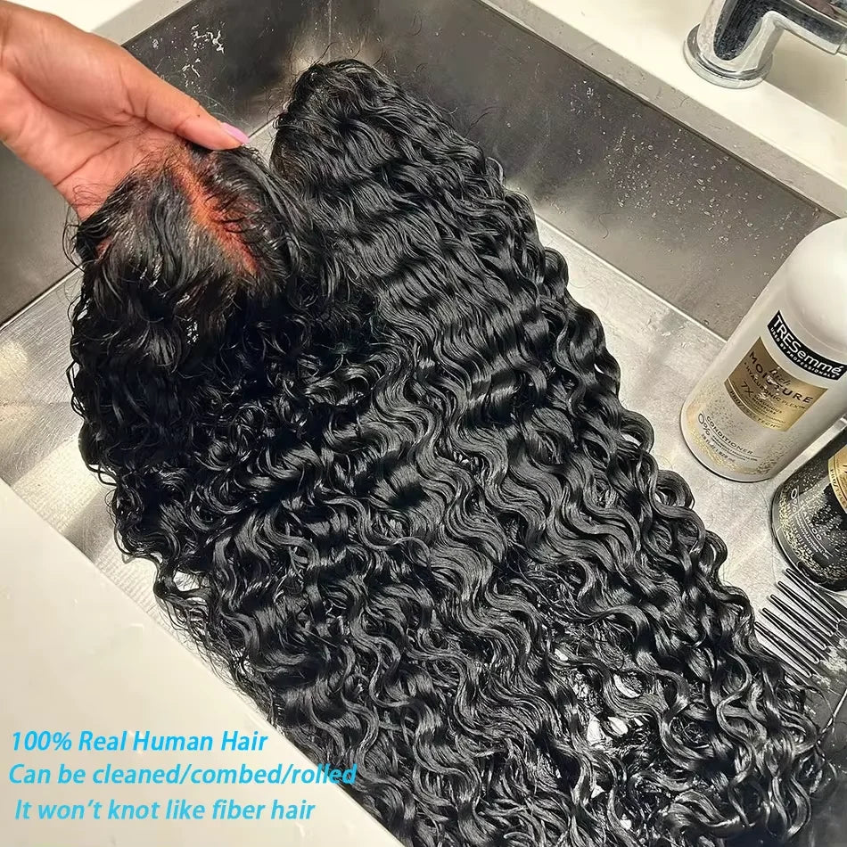 Water Wave Glueless Wig Human Hair Curly 13x6 HD Frontal Wig 250% Deep Wave Lace Front Wigs Wear Go 7x5 HD Lace Closure Wig Sale